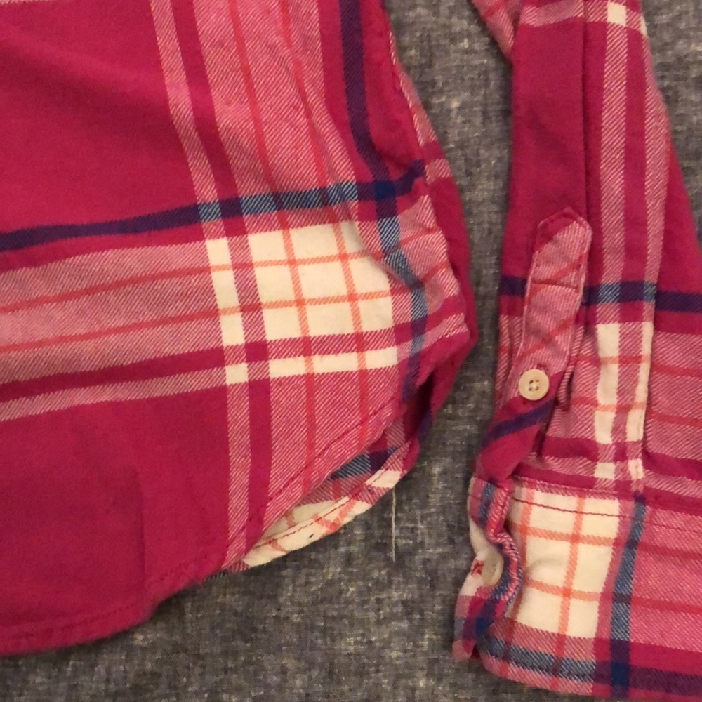 American Eagle Outfitters Pink Plaid Flannel Shirt Size XS - Picture 6 of 8